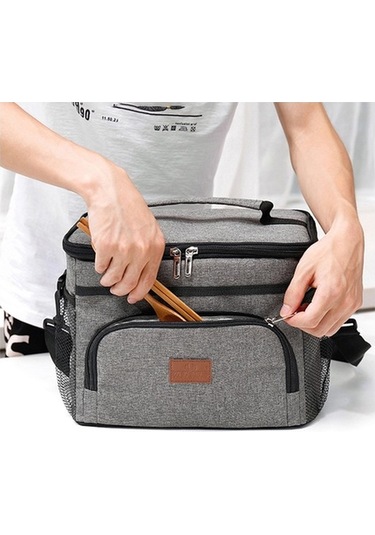 Pazly 16l Büyük Kapasiteli Sızdırmaz Termal Öğle Yemeği Çantası Piknik Soğuk/sıcak İzoleli Omuz Çantası Mavi Mavi