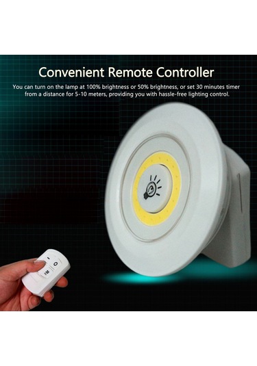 Vkemall Cob Beyaz Işık Led Gece Lambası, Uzaktan Kumanda Ve Dokunmatik Kontrol, Dolap Odalar İçin, Aaa Pil İle Çalışır Piller Dahil Değil , 6 Adet + 1 Kumanda Kutulu Set Beyaz