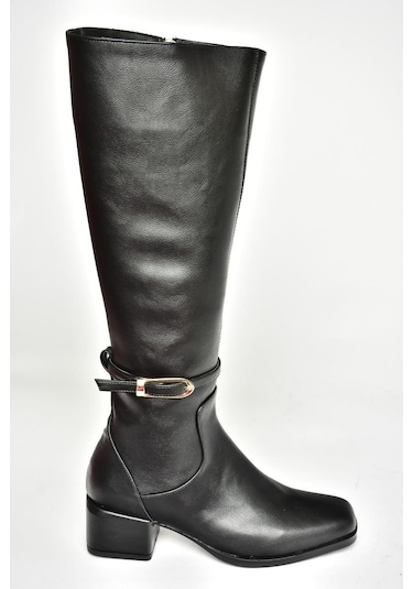 Fox Shoes T590142609 Siyah Kalın Topuklu Kadın Çizme Siyah