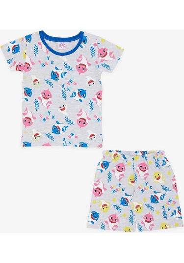 Breeze Kız Bebek Pijama Takımı Renkli Köpekbalığı Desenli 9 Ay-3 Yaş, Açık Gri Melanj-açık Gri Melanj Açık Gri Melanj