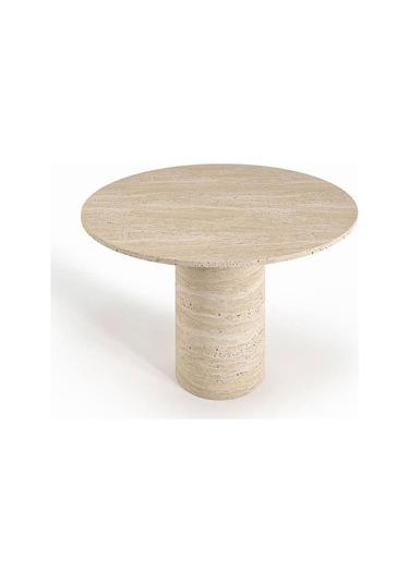 Lucca Yuvarlak Traverten Masa 100x100 Traverten