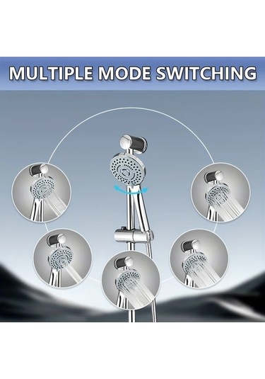 Fastbuy Challenger Simli Takım Elbise: Paslanmaz 5 Fonksiyonlu Duş Başlığı Seti, Ayarlanabilir Yükseklik, 59'' Hortum & Raf