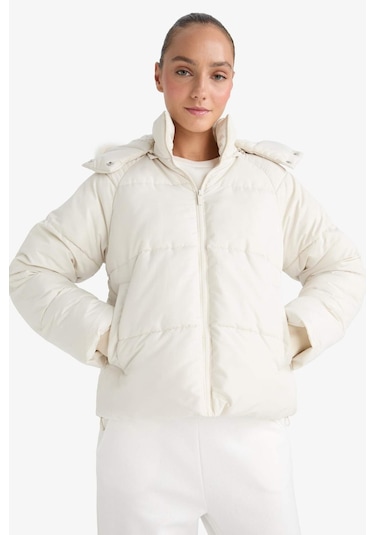 Defacto Rüzgar Geçirmez Regular Fit Kapüşonlu Mont F2819ax25wner238 Ekru-er238