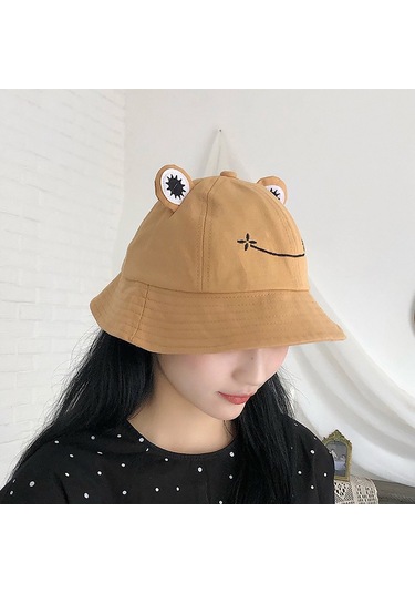 Pamuklu Kova Balıkçı Şapka - Nefes Alabilen Kurbağa Kulaklı Desenli Froggy Tarzı Kadınlar İçin Moda Aksesuarı Yeşil