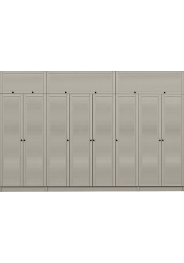 Kale 8 Mebran Panjur Kapaklı 2 Çekmeceli Dolap Ve Yüklük Kumtaşı 235cm Bej