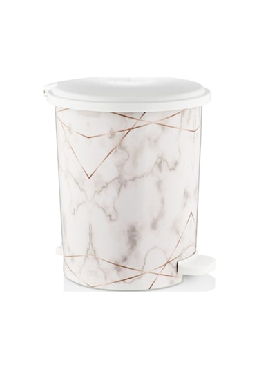 Bayev Parçalı Mermer Desenli Basmalı Pedallı Çöp Kovası 12lt Mrd153 Çok Renkli