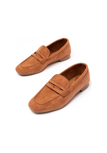 302 Taba Süet Günlük Kadın Babet Beyaz