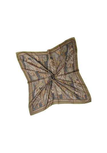 Enba Pamuklu Etnik Desenli Soft Eşarp Haki