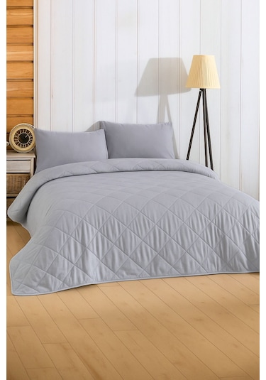 Formeya Gri Çift Kişilik Pike Çok Amaçlı Yatak Örtüsü Gri