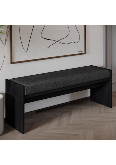 Pearl Bench Modern Tasarım Antre, Mutfak, Yatak Odası, Balkon Oturma Bankı, Kolay Kurulum Ahşap Siyah