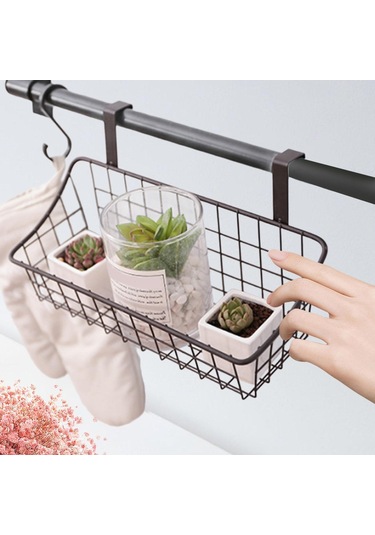 Suntek Asılı Duvar Sepeti Metal Tel Organizatör Çamaşır 10x10x25cm Siyah