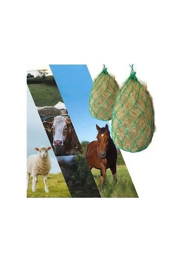 Trendooze Kırmızı Yavaş Yemlik Ağı Dayanıklı Nylon Ağ At Koyun İnek Yem Tasarrufu