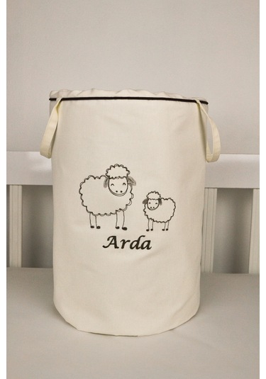 HS Hometex Annesinin Kuzusu Nakışlı Bez Kirli ve Oyuncak Sepeti