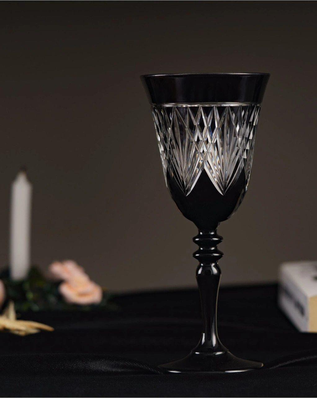 Bella El Dekoru Kristal Kesmesi Cam Kadeh Bardak Paşabahçe Siyah