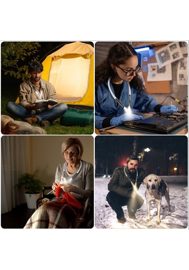 Sones Üç Tonlu Işık Led Asılı Boyun Lambası Acil Durum Işığı Göz Koruması Okuma Işığı Çok Renkli