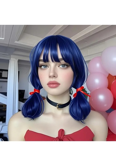 Merinette Uğurböceği Anime Cosplay Mavi Peruk Muvcizevi Uğur Böceği