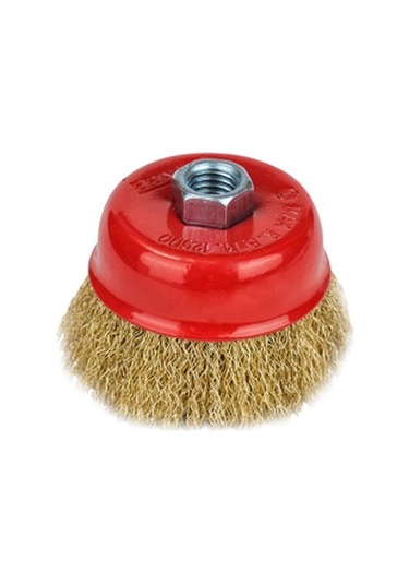 Çanak Fırça Dalgalı Sarı Telli Vidalı 65mm