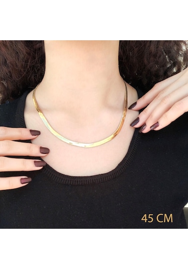 Çelik İtalyan Zincir Altın Kaplama 5 Mm Zn-142 Altın