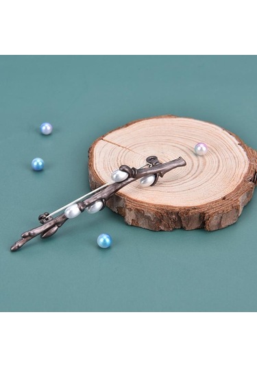 Vintage İnci Erik Çiçeği Dalı Broşlar İğneler Zarif Buket Broş BRONZ