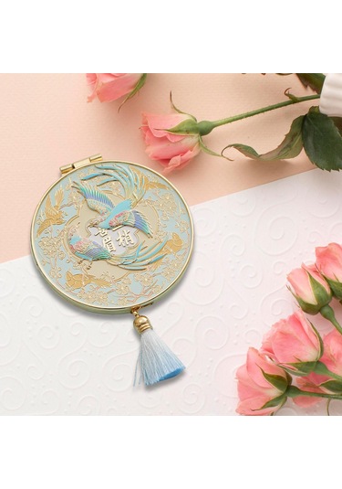 Suntek Seyahat Makyaj Aynası Yuvarlak Yaratıcı Kozmetik Çanta Mavi