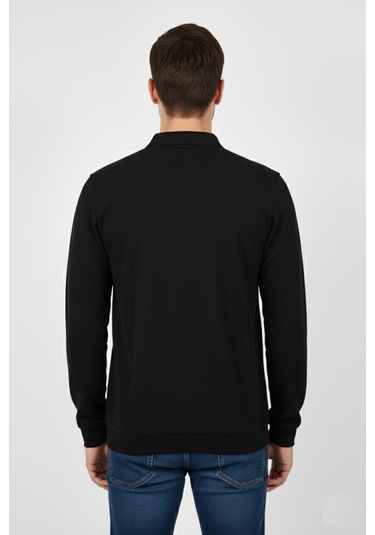 Dynamo Erkek Polo Yaka Cepli Selanik Sweatshirt Regular Kalıp Bgl-st04923 Siyah