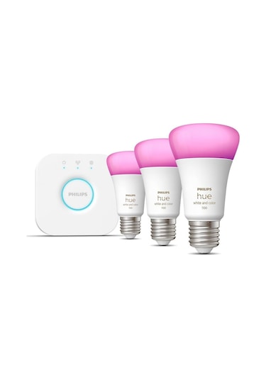 Philips Hue Wca 9w E27 Renkli Akıllı Ampul 3'lü Başlangıç Seti, H Çok Renkli