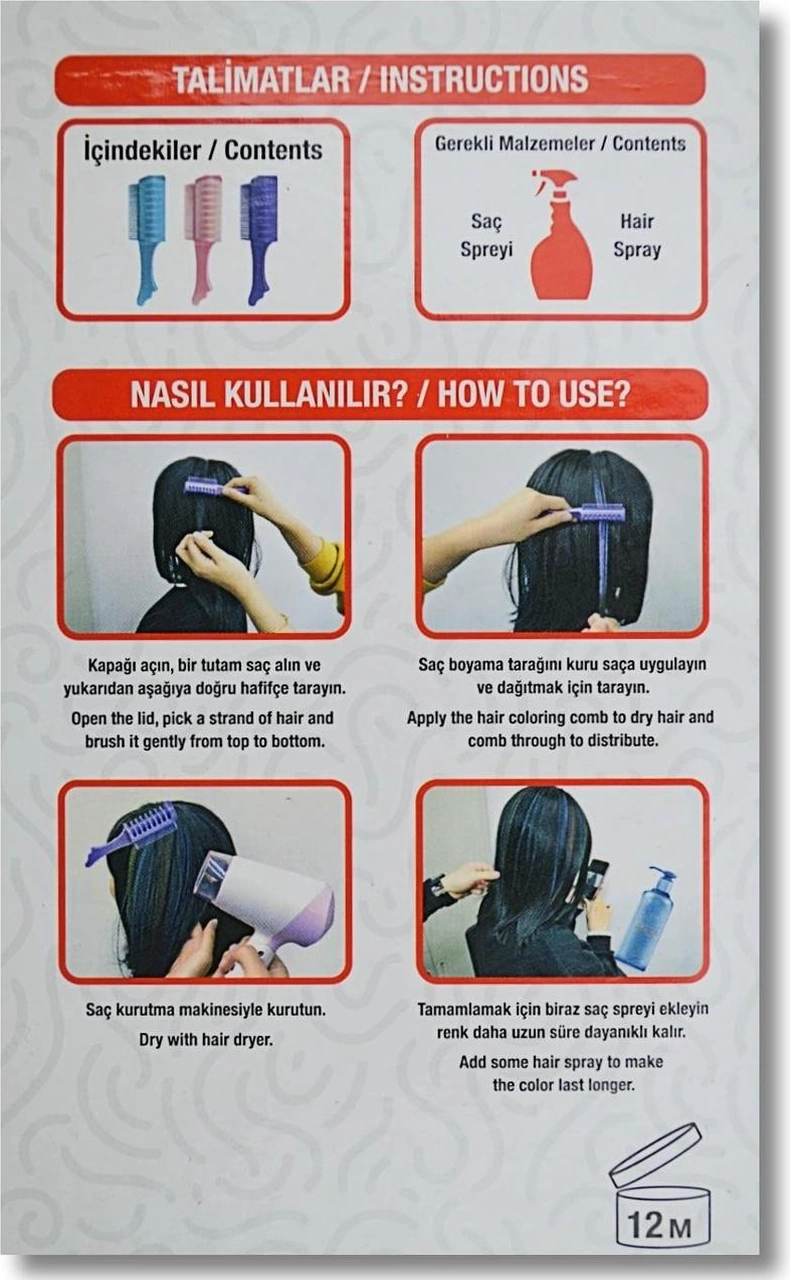 Bu-bu Saç Boyama Tarağı 3'lü