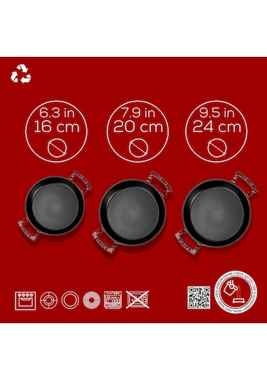 Lava Döküm Bordo 3 Lü Sahan Seti 16-20-24 Cm Şef Kalitesinde Lezzet Ve Şıklık Bir Arada-bordo Çok Renkli