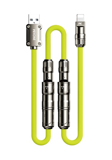 Wk Wdc-77 Convertible 3 İn 1 240w Ultra Hızlı Şarj Gerçek Silikon Veri Kablosu, Arayüz: 1'de 6 Yeşil