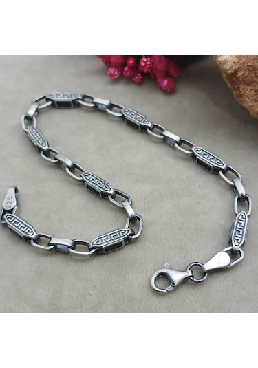 Bir Gümüş Aşkı 925 Ayar Gümüş Grek Desen Bileklik
