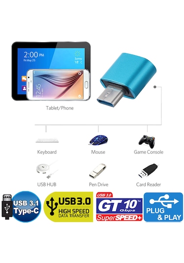 Gplus Apple Uyumlu MacBook Pc Telefon Usb Typec Çevirici Otg Gümüş