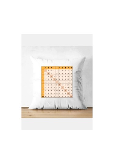 Çarpım Tablolu Kırlent Kılıfı - Çarpma Yastık Kılıfı Renkli