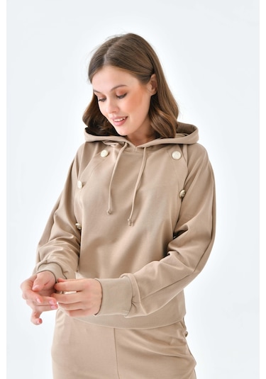 Ftz Women Kadın İki İp Düğme Detaylı Takım Beige 30640-beige Bej