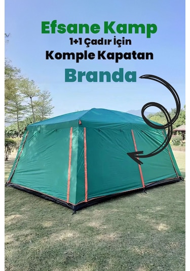 - 1 Oda + 1 Salon Çadır İçin Komple Kapalı Branda Sadece Branda - Yeşil Yeşil