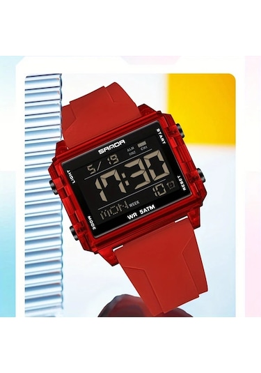 Primepickings Sanda Erkek Digital Saat 6275 Şeffaf Mavi Kronograf Alarm 5atm Suya Dayanıklı Diğer