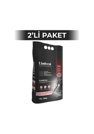 Lindocat Advanced Aktif Karbonlu Ekstra Topaklanan Kedi Kumu 2 x 10 KG
