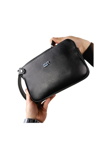 Mft Leather Hakiki Deri Unisex El Çantası Moon Bag 4381 Napa Siyah