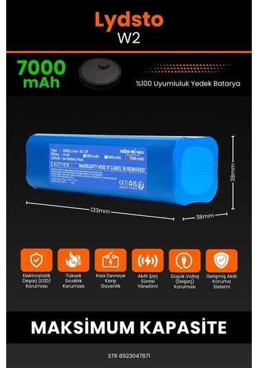 Lydsto W2 Uyumlu 7000 Mah Robot Süpürge Bataryası