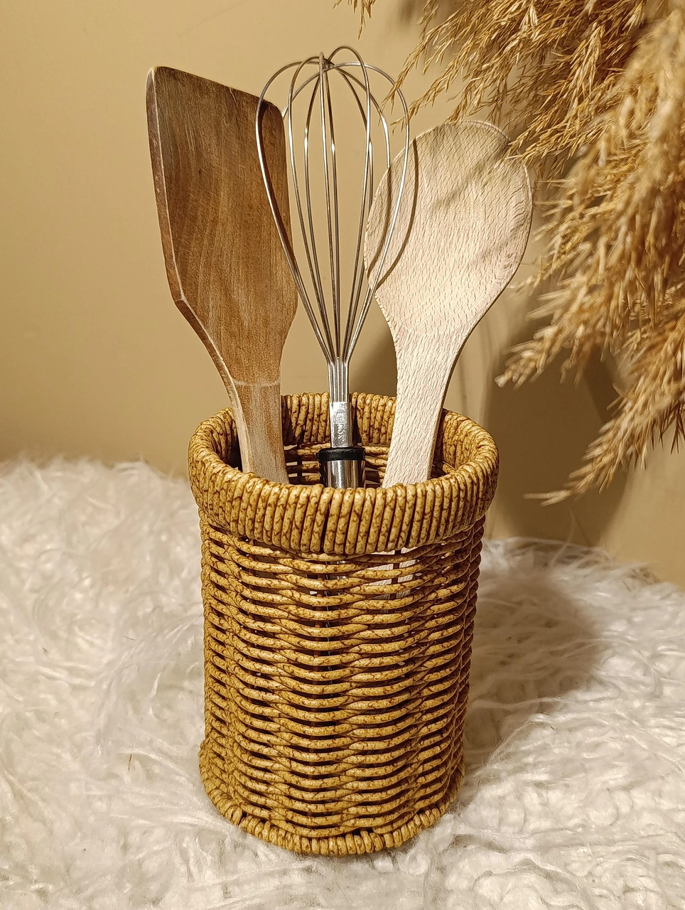 Hasır Rattan Yuvarlak Kaşıklık / Organizer Diğer