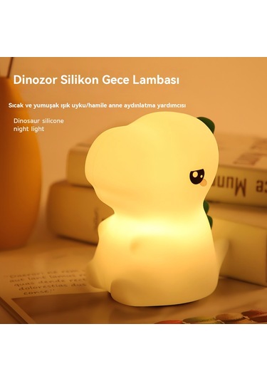 Aurora Silikon Gece Lambasıçocuk Tutam Dekompresyon Oyuncak Dinozor Tek Bnoynuzlu At Odasıuyku Gece Lambasıocuk Eğlencesi Beyaz
