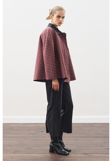 Kontrast Yakalı Trençkot Ekose Ekose