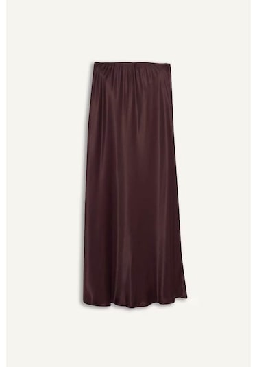 Defacto A Kesim Normal Bel Saten Midi Bordo Kadın Etek B1867ax/br234 Bordo