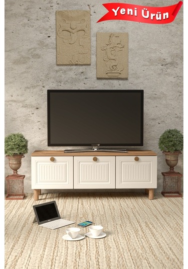 Bohem 135 Cm Mdf Kapak Tv Ünitesi Ceviz - Beyaz