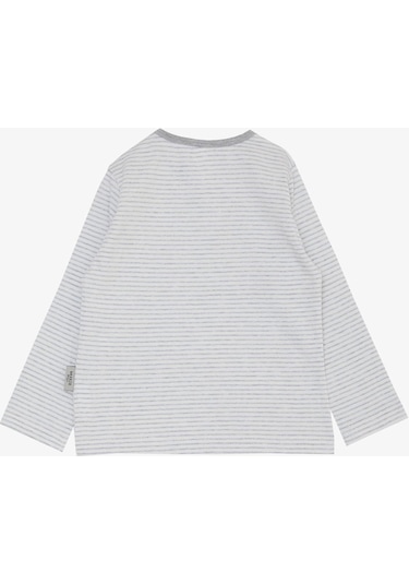 Breeze Erkek Bebek Uzun Kollu T-shirt Patlı Çizgili 9 Ay - 3 Yaş Açık Gri Melanj