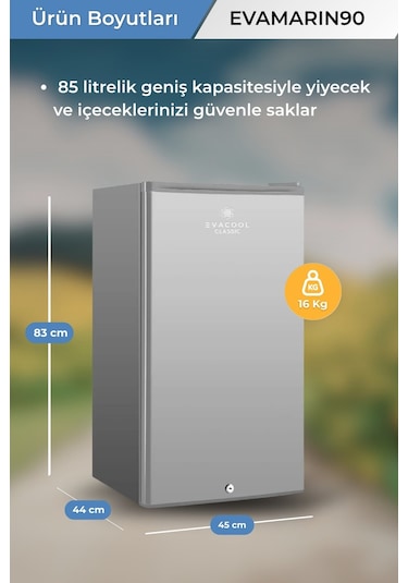 Evacool Evamarın90 Silver 12/24v 90 Litre Dağ Evi Tekne Karavan Buzdolabı
