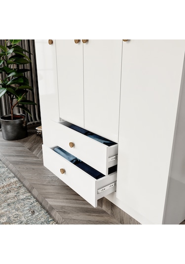 Nova White 4 Kapaklı,2 Çekmeceli Dolap/gardırop %100mdf