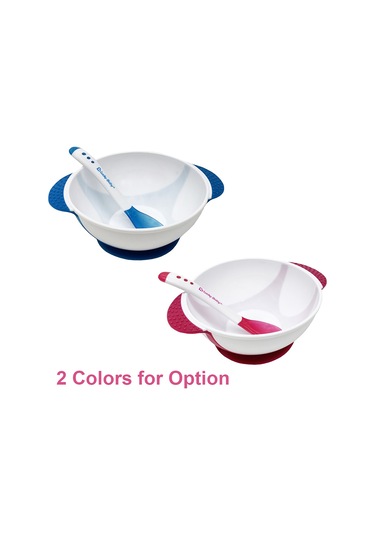 Samdoo Mavi Bebek Yemek Silikon Kase + Isil Duzenleyici Spoon, Pp + Silikon Malzeme, Sekerlekli Kapakli, Taşınabilir Çocuk Tabak 600295