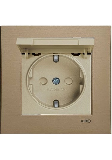 Viko Artline Novella Bronz Kapaklı Topraklı Priz Çerçeveli