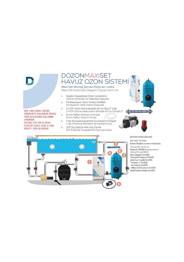 Dozon Maxı Set Havuz Ozon Sistemi 15g/h 1kw- 1/150m3-toptancıyızbiz