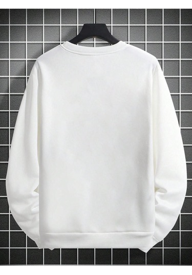 Coko Serisi Motorcycle & Letter Graphic Sweatshirt Beyaz--8448 Beyaz